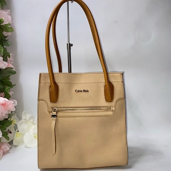 Calvin Klein Leather Tote Tan Large - Picture 1 of 10